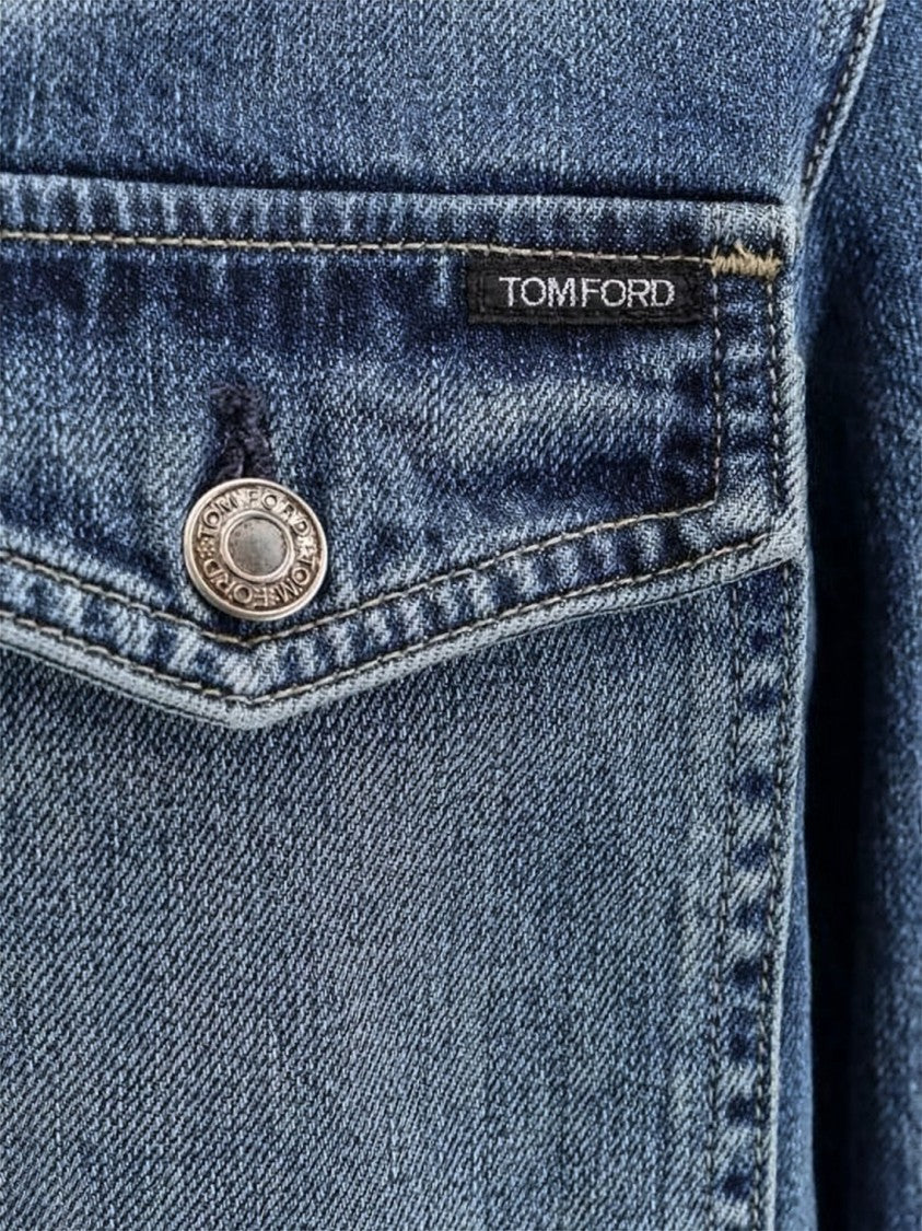 Tom Ford Medium Blue Wash Denim Jacket With Classic Design