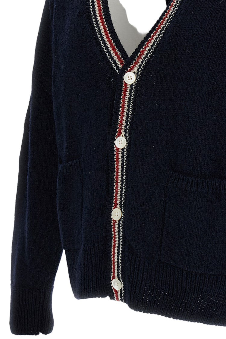 Thom Browne Blue Wool Donegal Hector Patchwork Cardigan