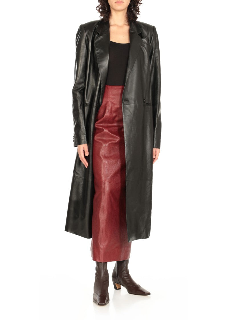 Khaite Brown Leather Ankle Boots With Squared Toe