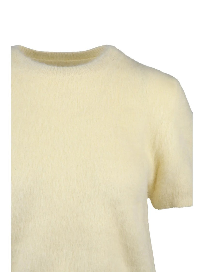 Maison Margiela Angora Blend Short-Sleeved Sweater With Crew Neck Design