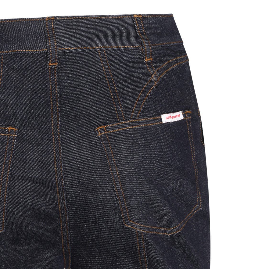 Self-Portrait High-Waist Contrast Stitching Flared Jeans