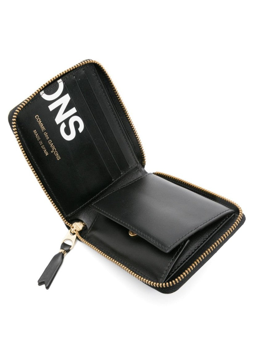 Comme Des Garçons Black Calf Leather Logo Wallet