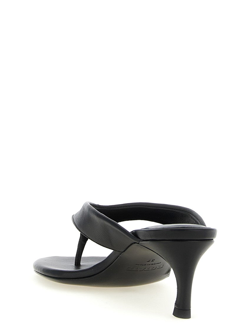 Rotate Birger Christensen Black Leather Mules With Kitten Heel