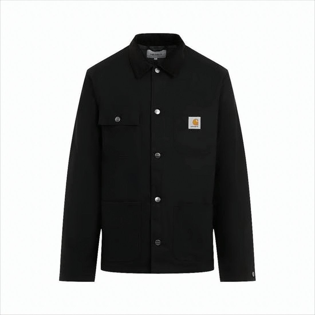 Carhartt Wip Structured Black Cotton Jacket With Classic Collar