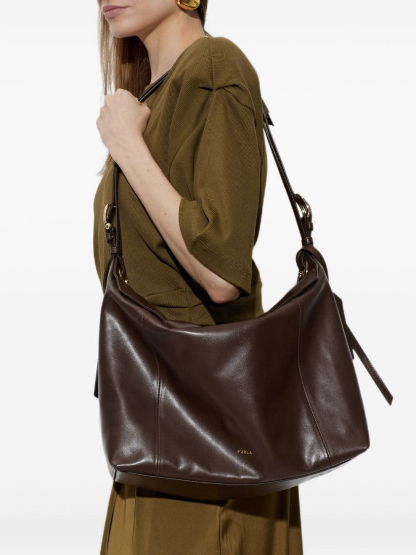 Furla Brown Ginevra L Rectangular Leather Shoulder Bag