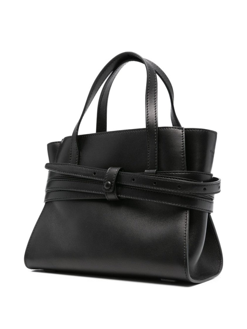 Moschino Black Structured Buckle Folded Detail Bag