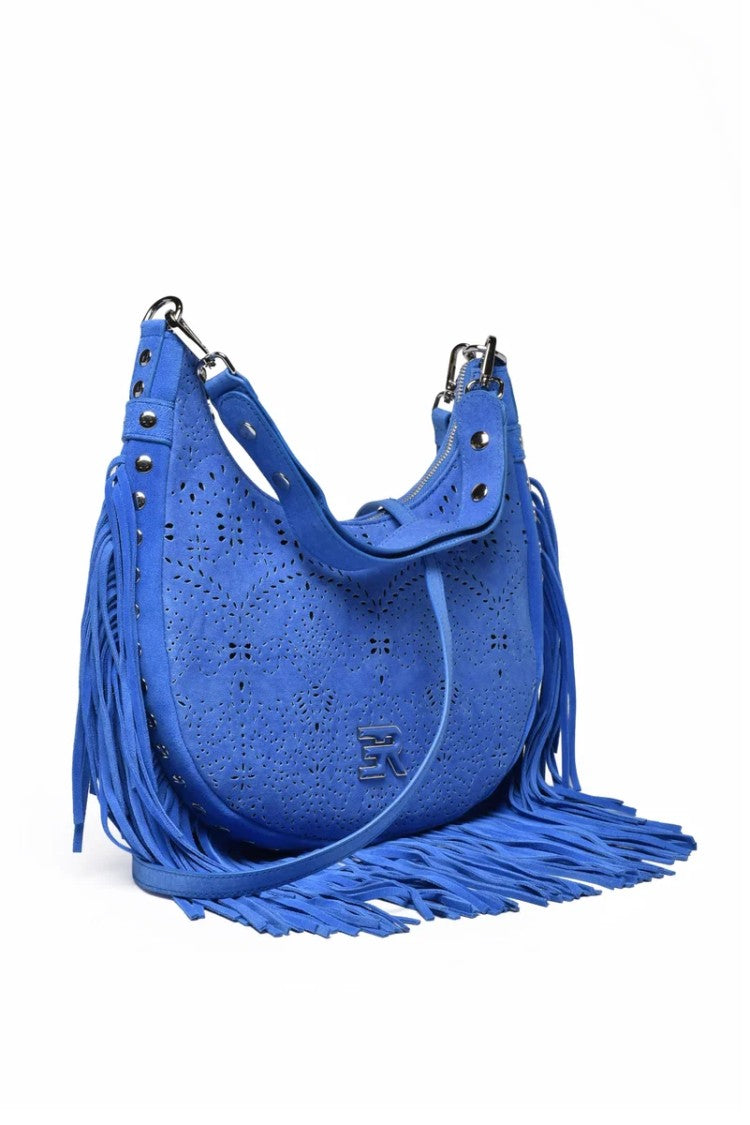 Ermanno Firenze Hobo Terra Canvas Shoulder Bag - Blue