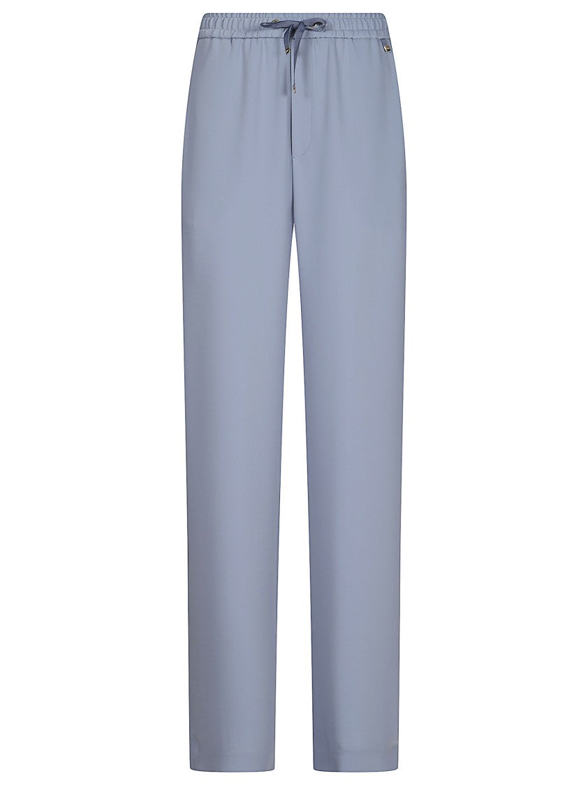 Herno Light Blue Trousers With Grosgrain Drawstring And Side Pockets