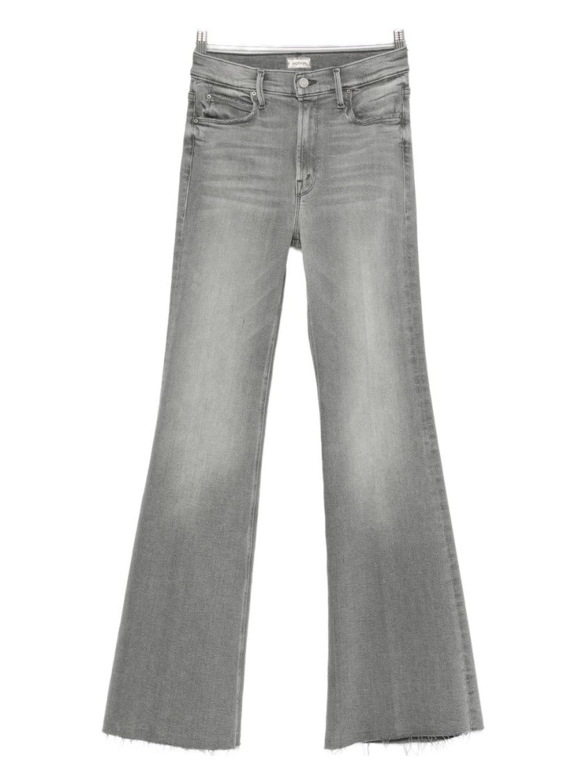 Mother High-Waisted Flared Jeans With Distressed Hem