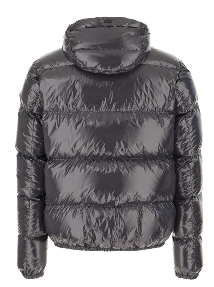 Herno Glossy Quilted Nylon Bomber Jacket With Logo Accents