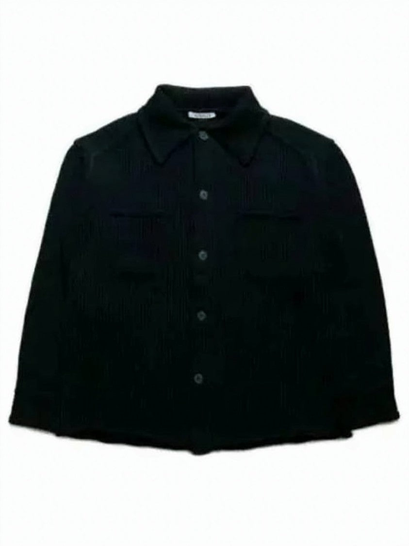 Auralee Button-Up Cardigan With Classic Collar