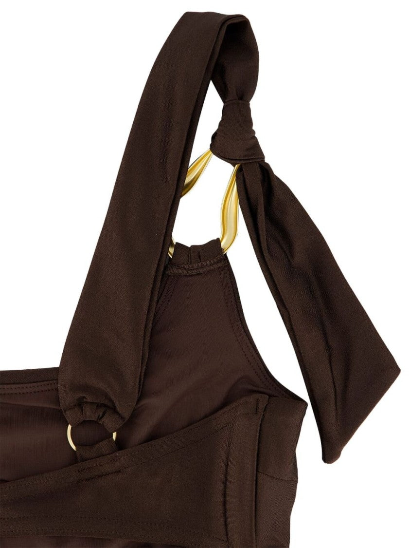 Zimmermann One-Shoulder Brown Bikini Top