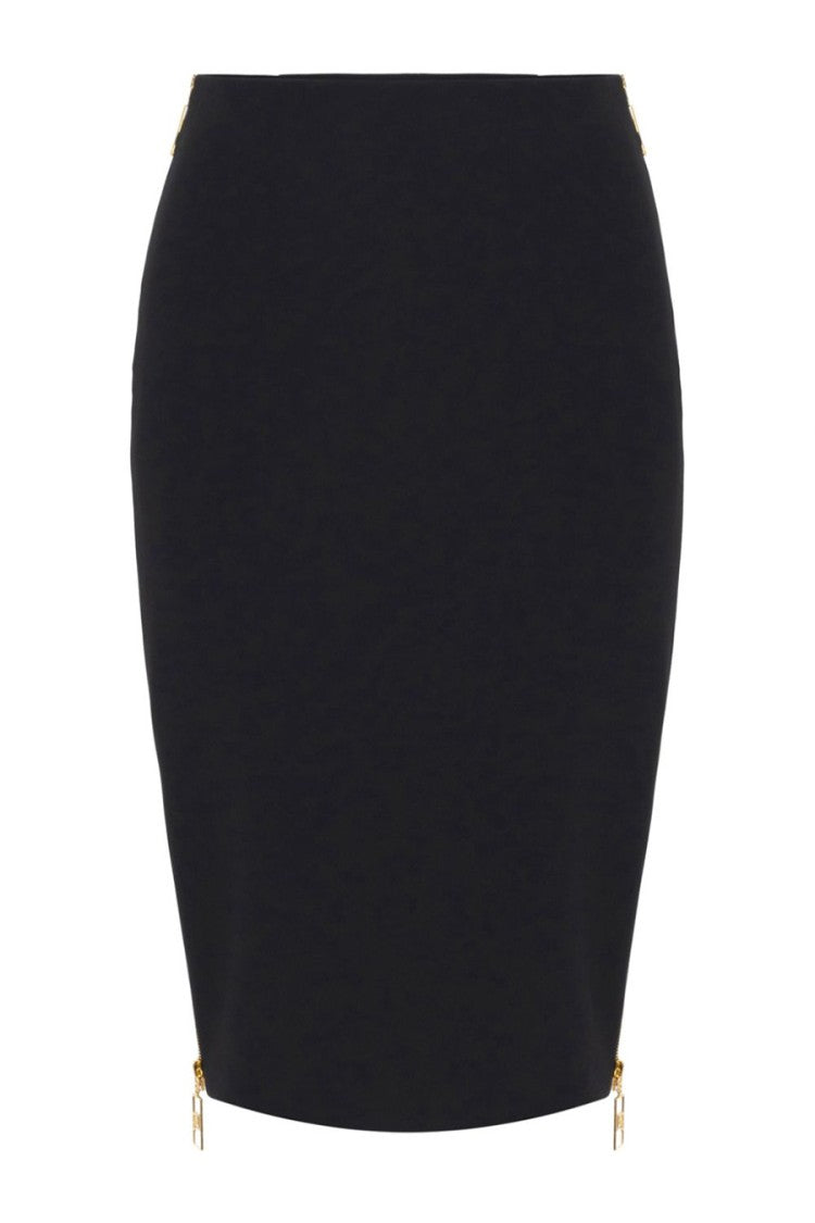 Elisabetta Franchi Knee-Length Black Skirt With Gold Zipper Accents
