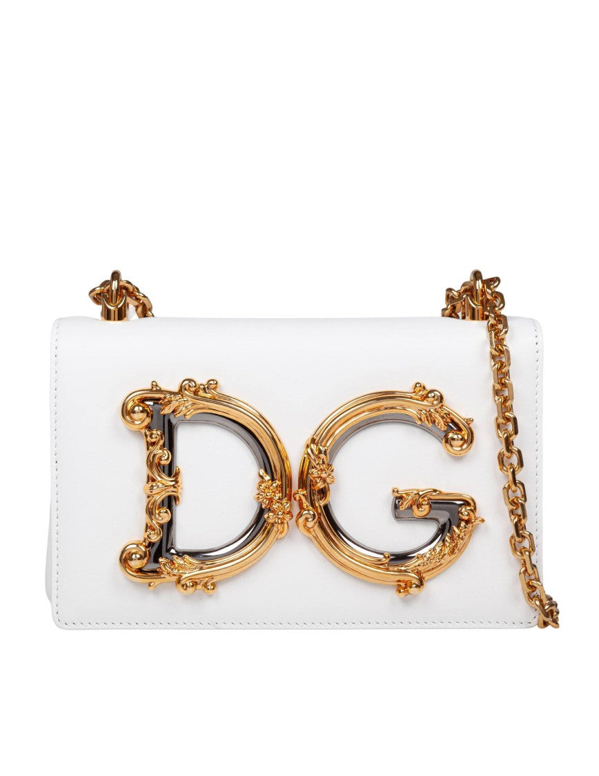 Dolce & Gabbana White Color Nappa Dg Girls Shoulder Bag