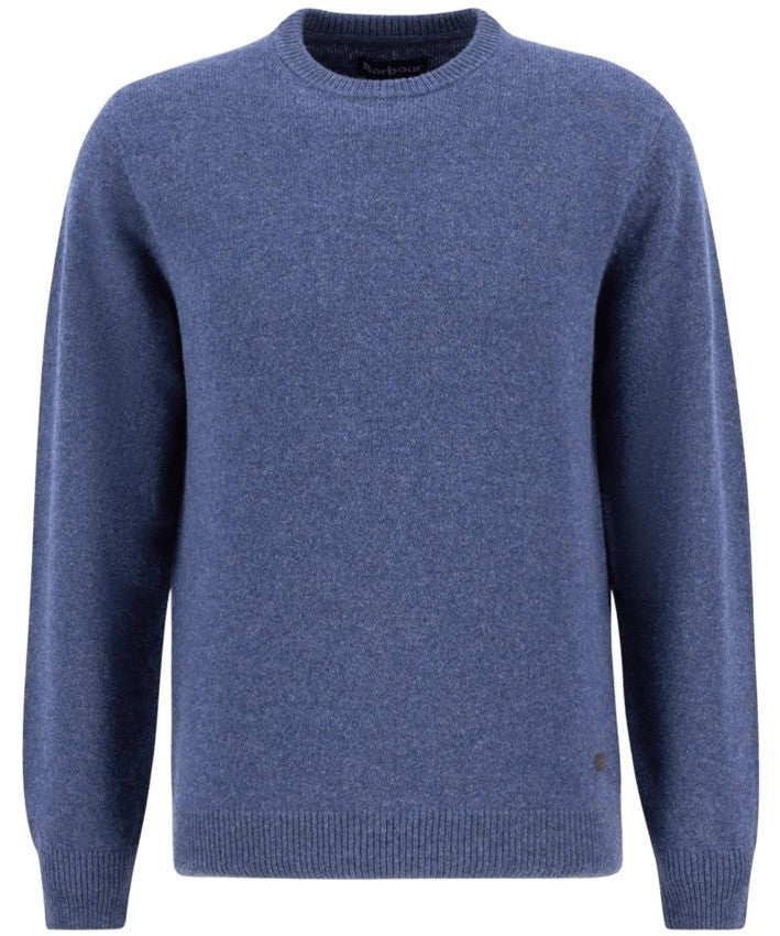 Barbour Dark Indigo Wool Sweater With Alcantara Details
