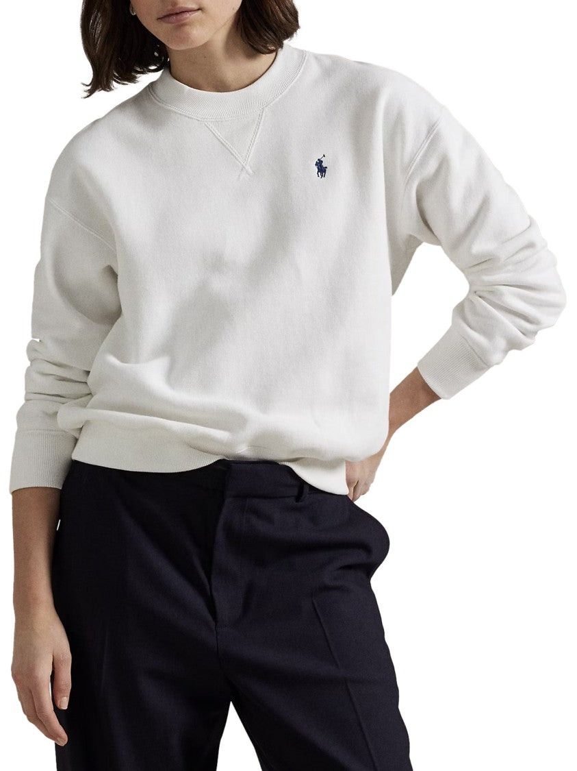 Polo Ralph Lauren Crewneck Pullover With Ribbed Cuffs And Minimalist Logo