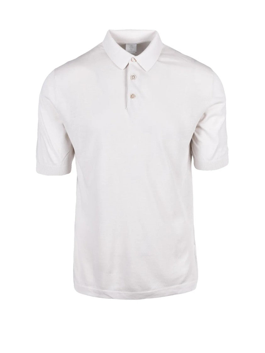 Eleventy Beige Cotton Knit Polo Shirt