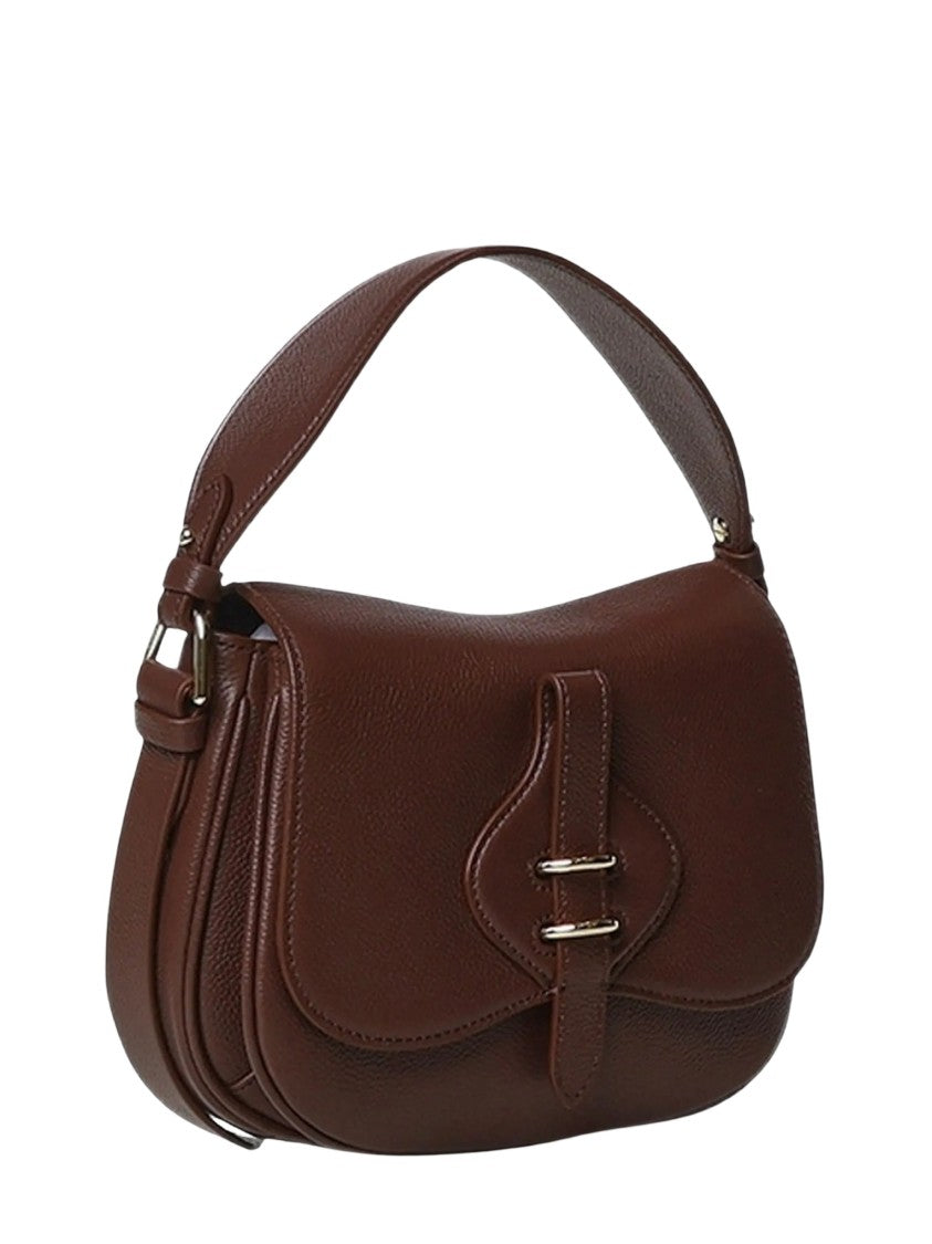Coccinelle Structured Grained Leather Tote Bag With Decorative Flap Closure