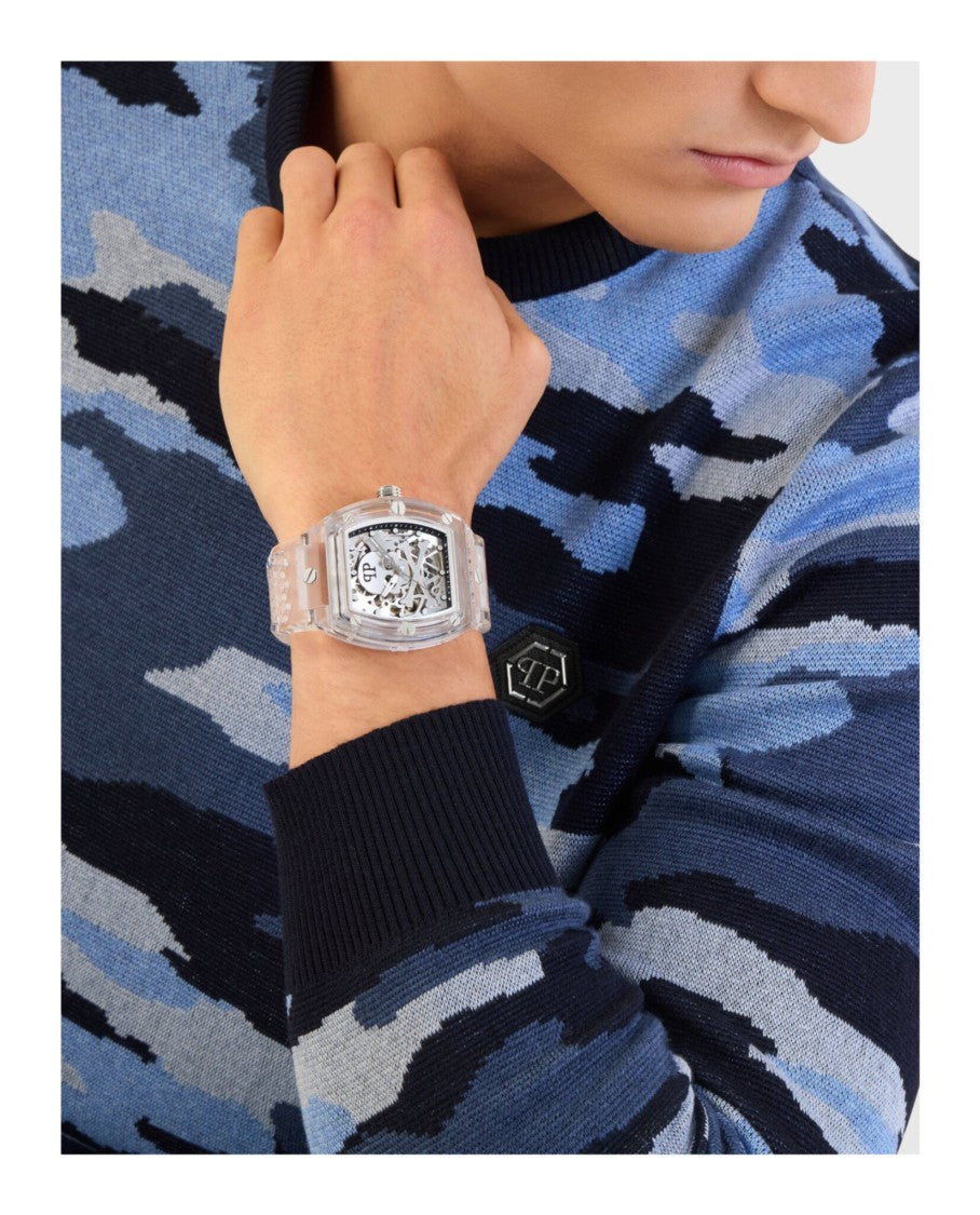 Philipp Plein Keleton Crystal Automatic Watch With Transparent Bio Nylon Case