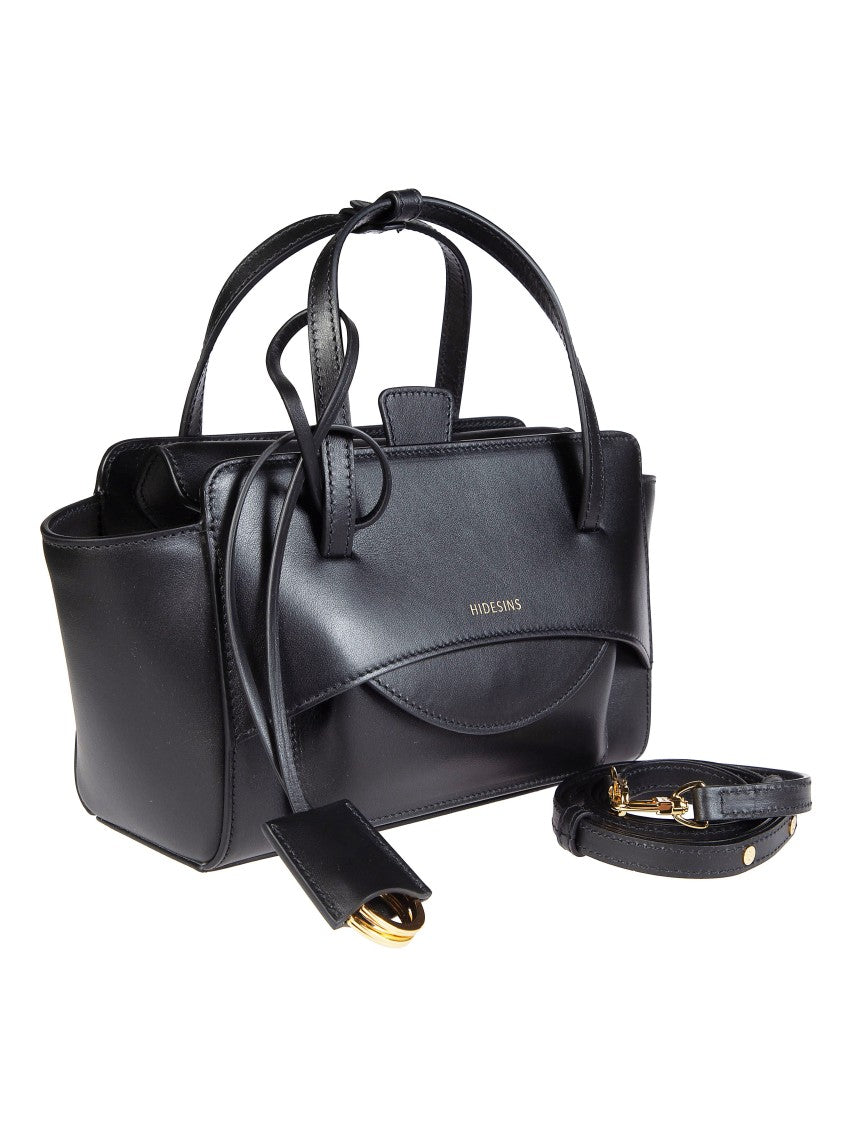 Hidesins Black Small Structured Flared Handbag