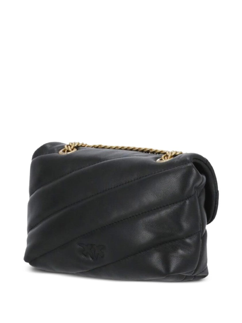 Pinko Black Quilted Diagonal Chain Shoulder Bag