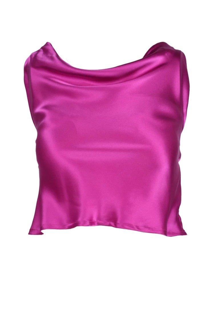 L Autre Chose Fuchsia Silk Top