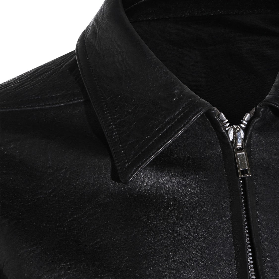 Rick Owens Matte Black Jacket With High Collar