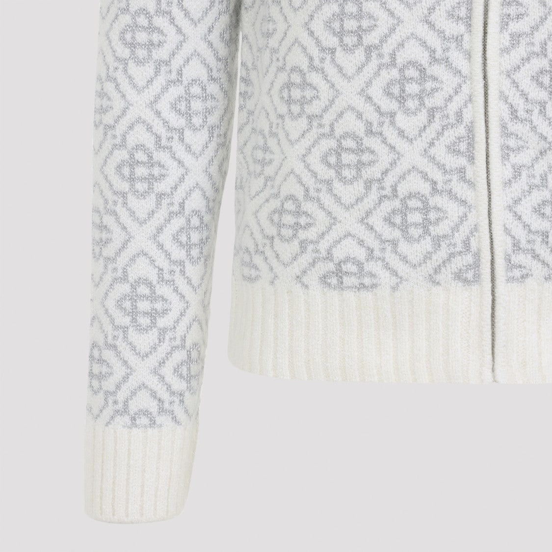 Casablanca Silver Monogram Zip Up Sweatshirt