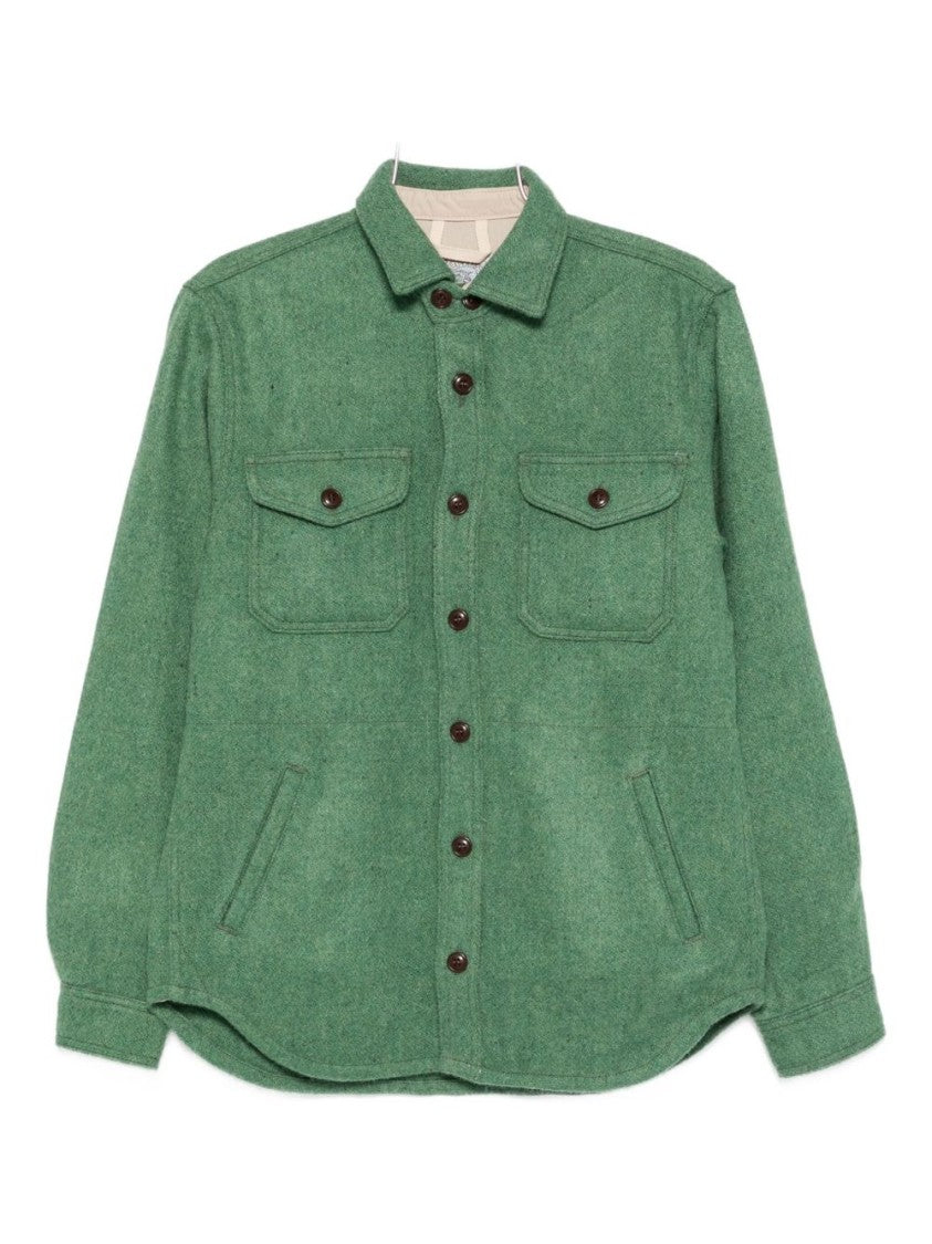 Chesapeake's Green Button-Up Shirt Jacket With Classic Collar