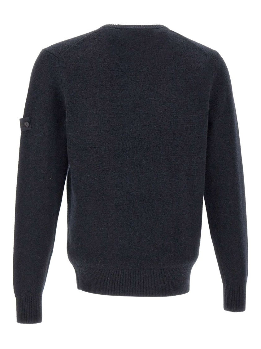 Peuterey Solid Blue Sweater With Round Neckline