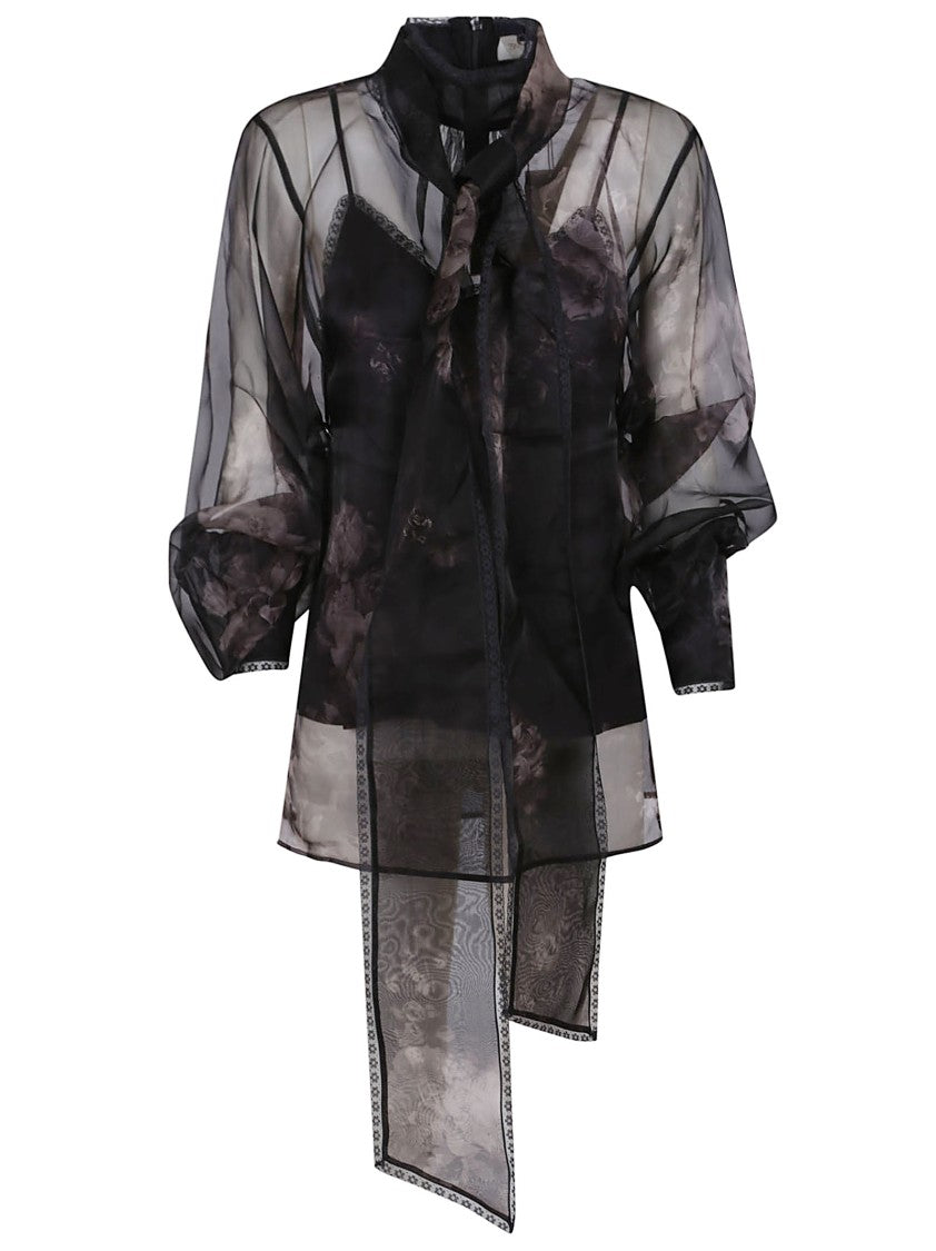 Zimmermann Sheer Black Blouse With Puff Sleeves