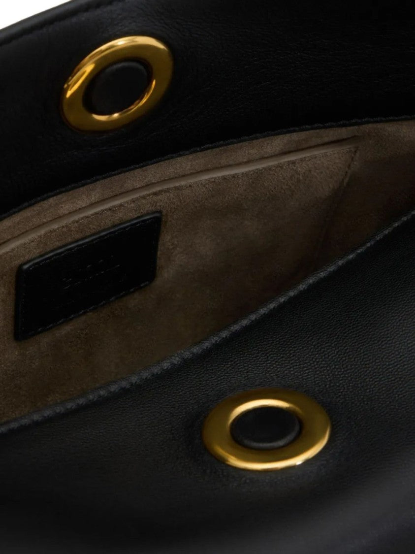 Ami Paris Black Calf Leather Brass Hardware Bag