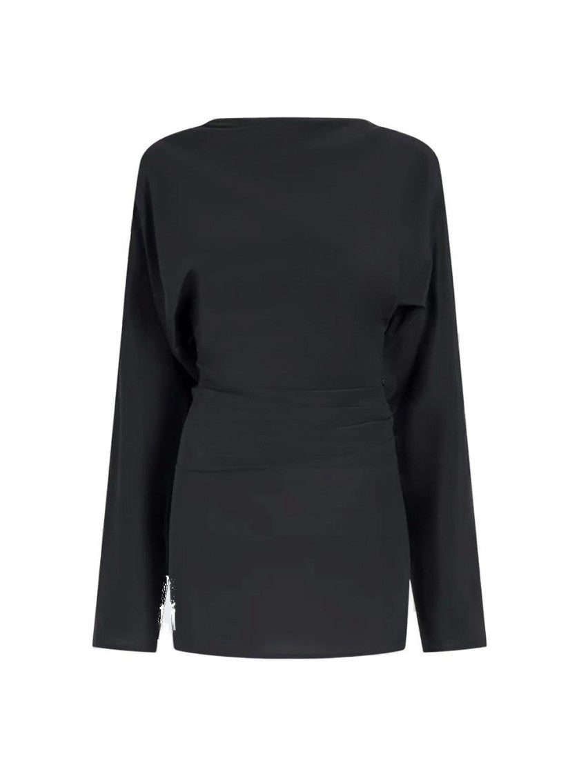 Proenza Schouler Draped Neckline Top With Pleated Waist And Side Zipper Closure