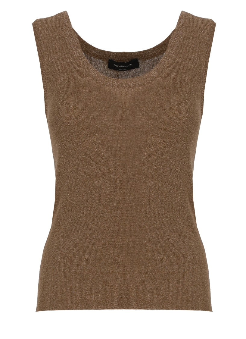 Fabiana Filippi Brown Lurex Viscose Tank Top