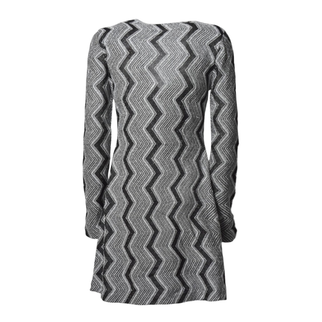 Missoni Black Chevron Viscose V-Neck Dress With Lamé