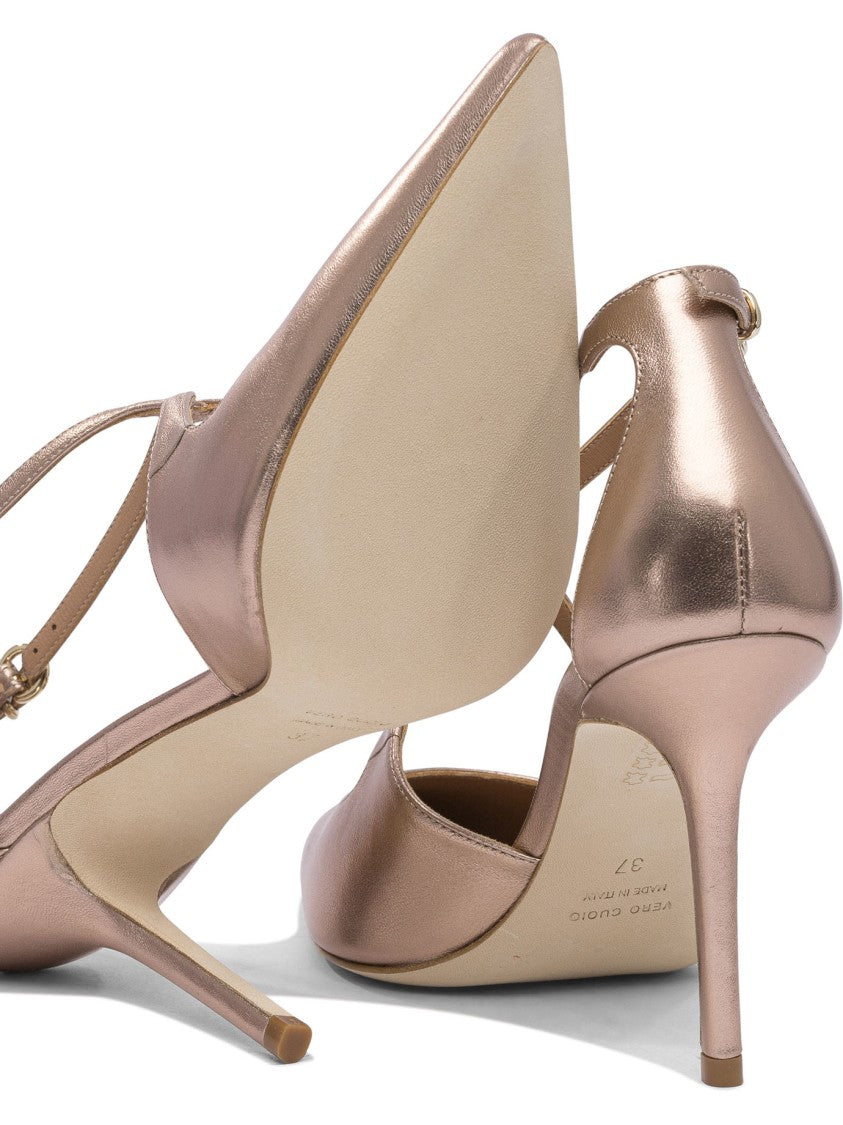 Lella Baldi Pointed Toe Bronze Heeled Pumps