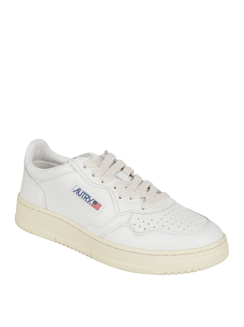 Autry Low-Top White Leather Sneakers With Perforated Toe Detail