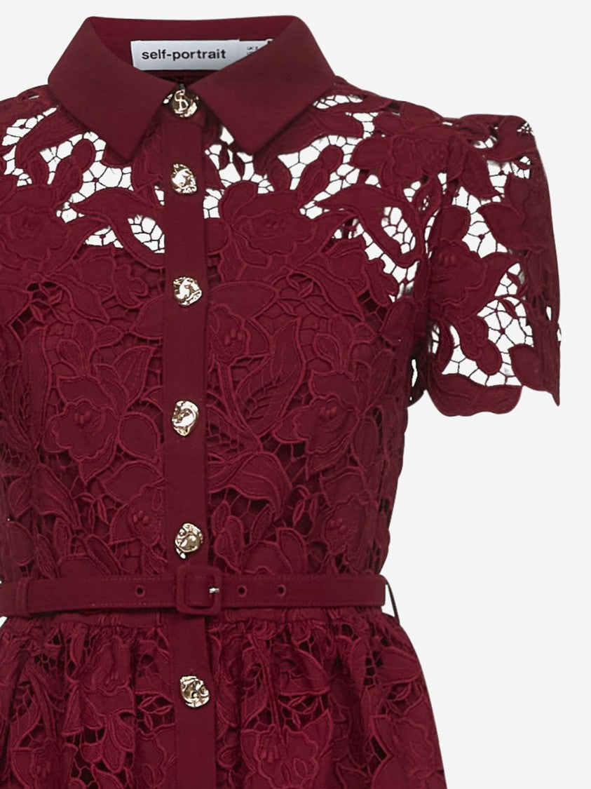 Self-Portrait Floral Lace Dress With Puff Sleeves