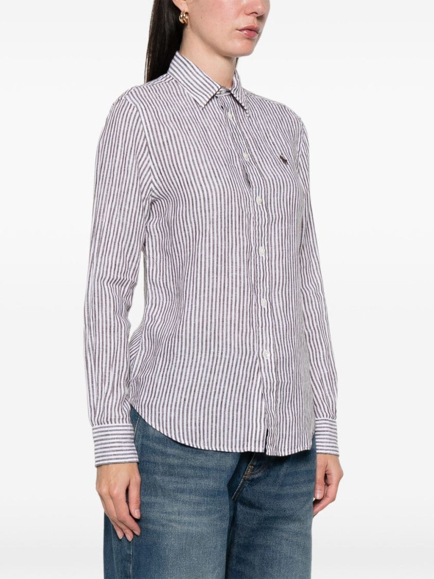 Polo Ralph Lauren Vertical Stripe Linen Shirt With Classic Collar