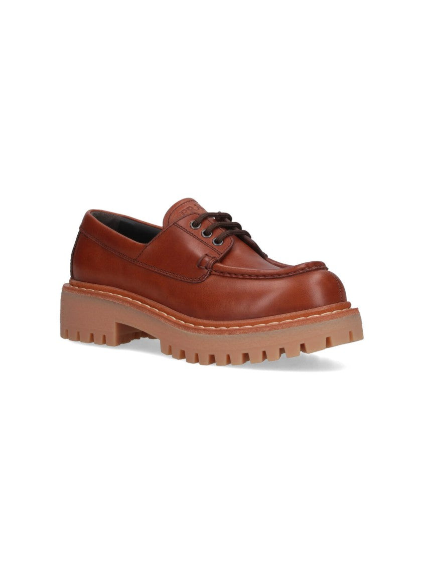 Prada Logo Loafers – Brown