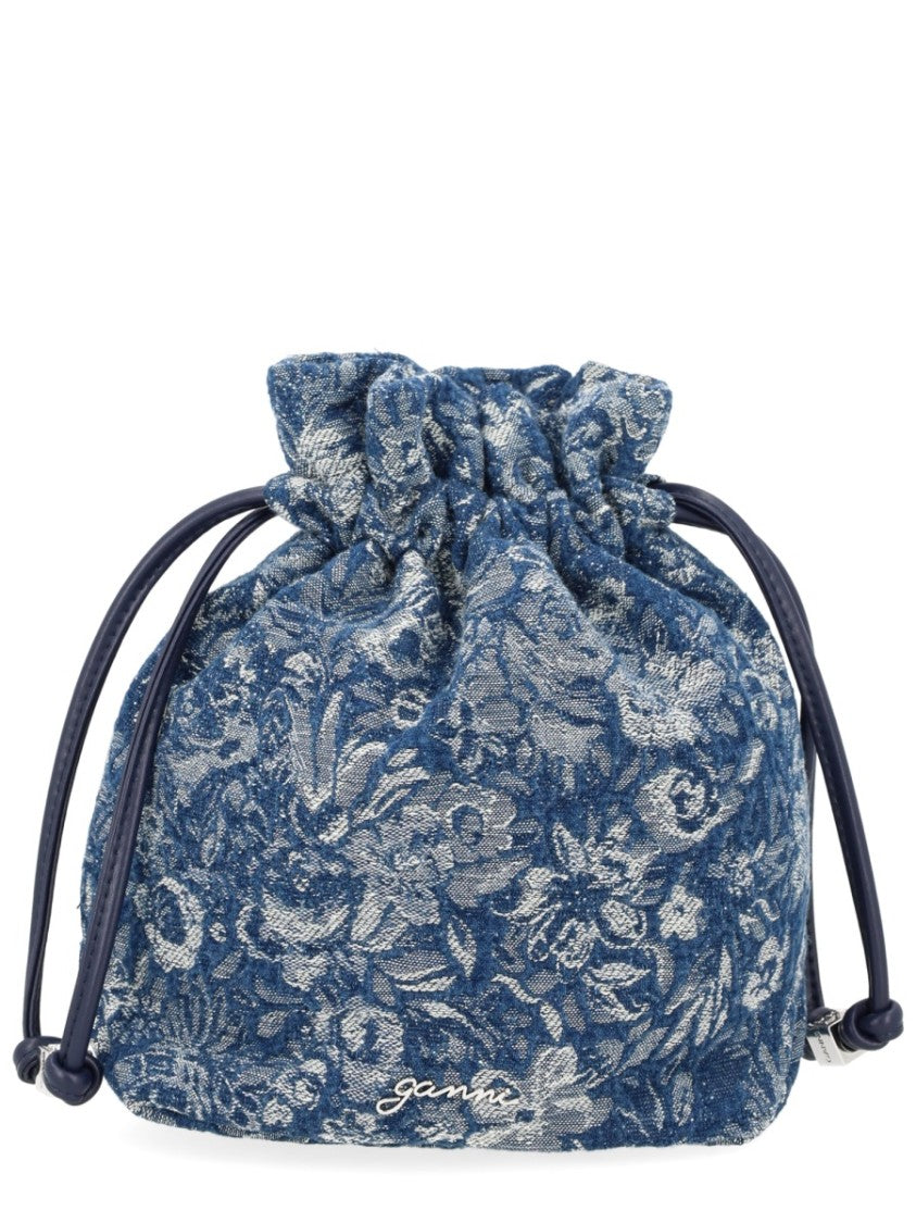 Ganni Tapestry Woven Organic Cotton Drawstring Bag