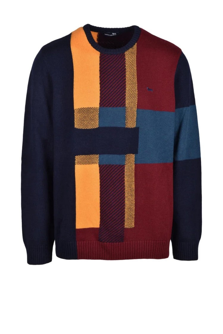 Harmont&Blaine Blue/Bordeaux Wool Polyamide Acrylic Men's Sweater