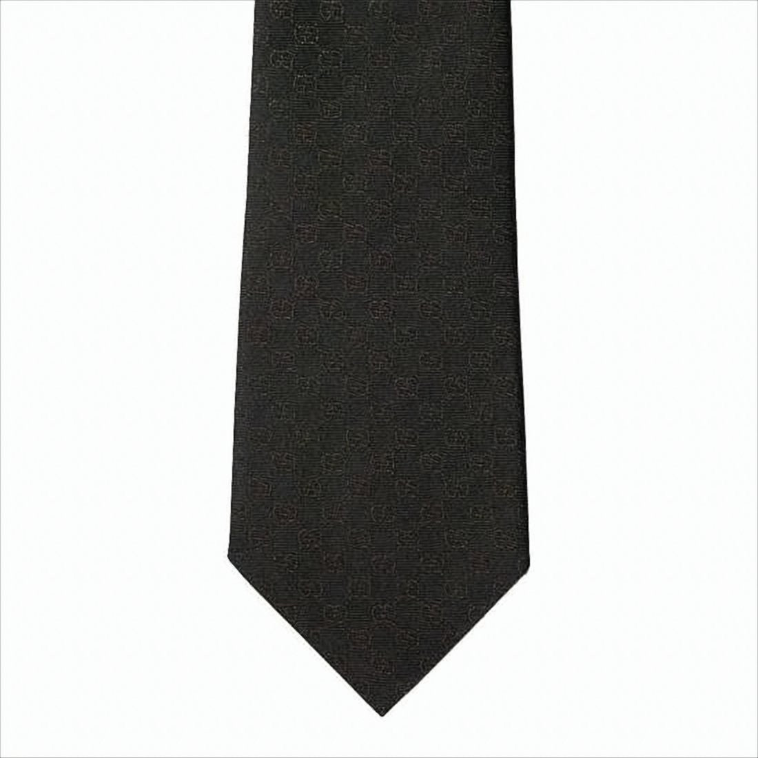 Gucci Geometric Pattern Black Silk Tie
