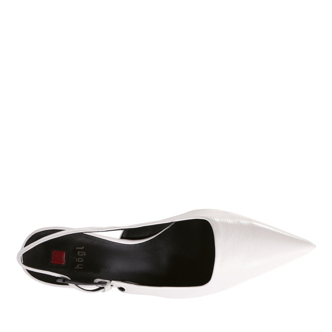 Högl White Ruby Part-Open Pointed Toe Slingback Leather Pumps