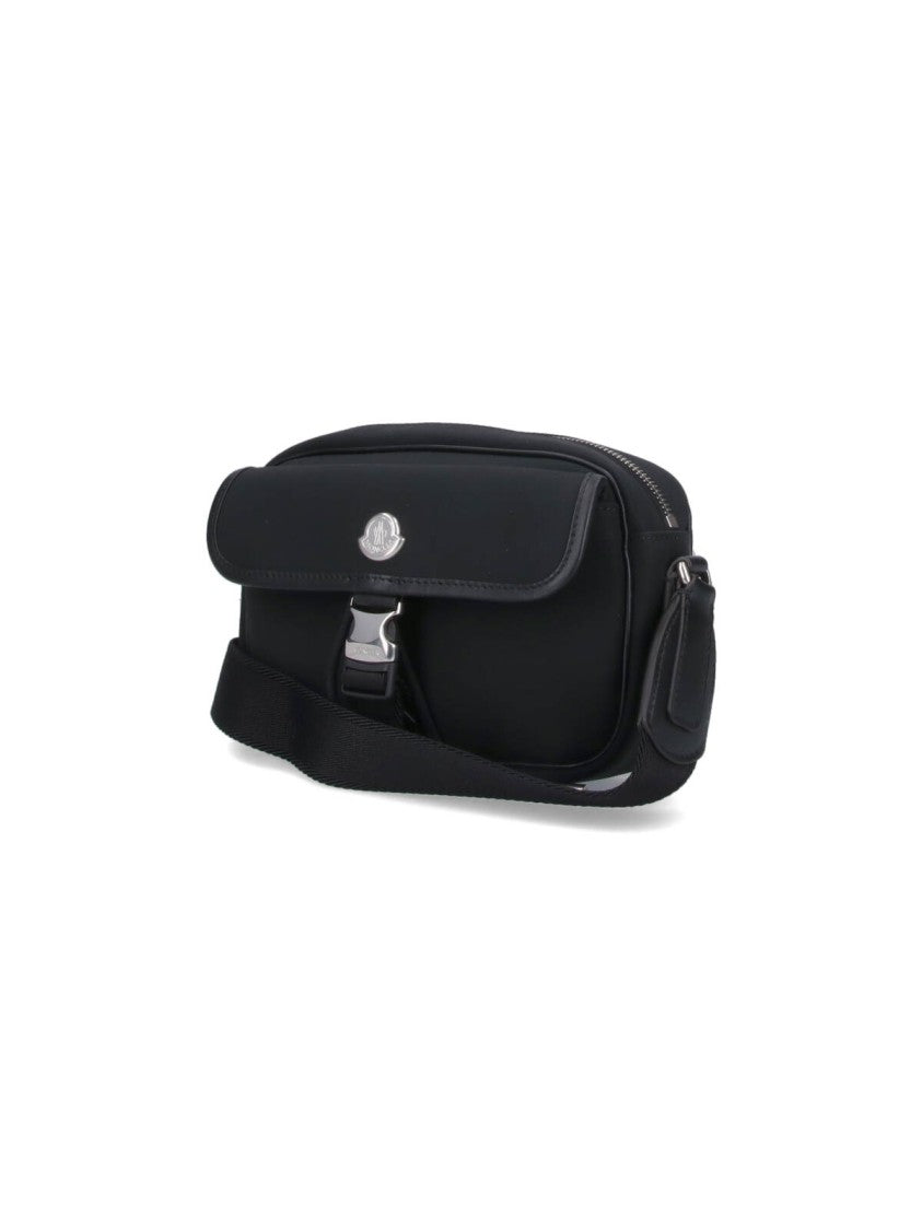 Moncler Black Crossbody Bag With Leather Accents And Adjustable Strap