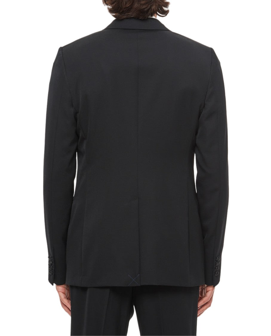 Lanvin Sleek Black Wool Tuxedo Jacket With Flap Pockets