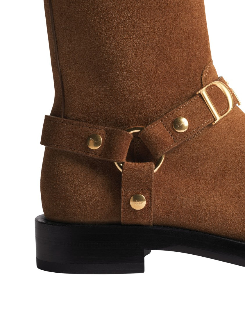 Christian Dior Gold Hardware Ankle-High Suede Boots