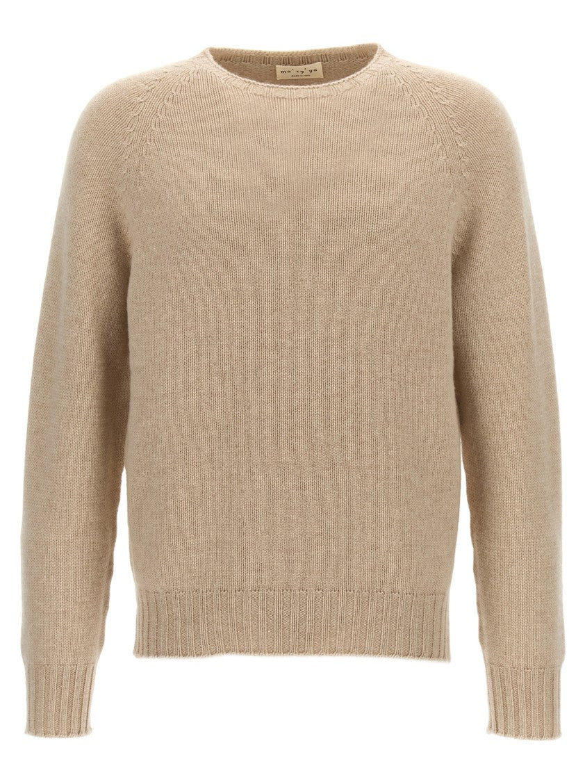 Ma'ry'ya Textured Knit Crew-Neck Sweater With Side Slits
