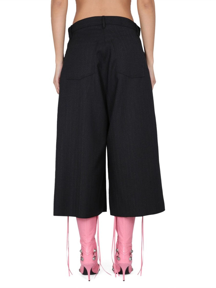 Balenciaga Wool Shorts With Concealed Flap Closure