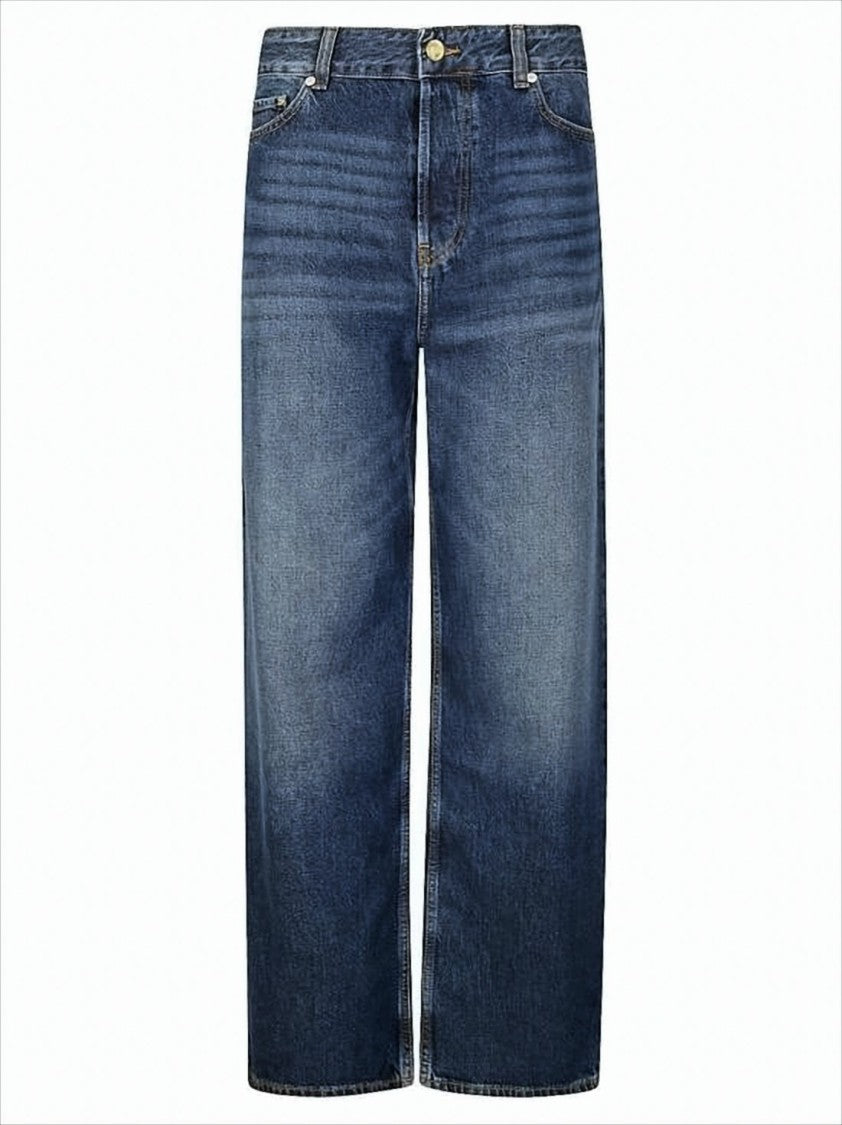 Ganni Classic Straight-Leg Denim Pants With Five-Pocket Design